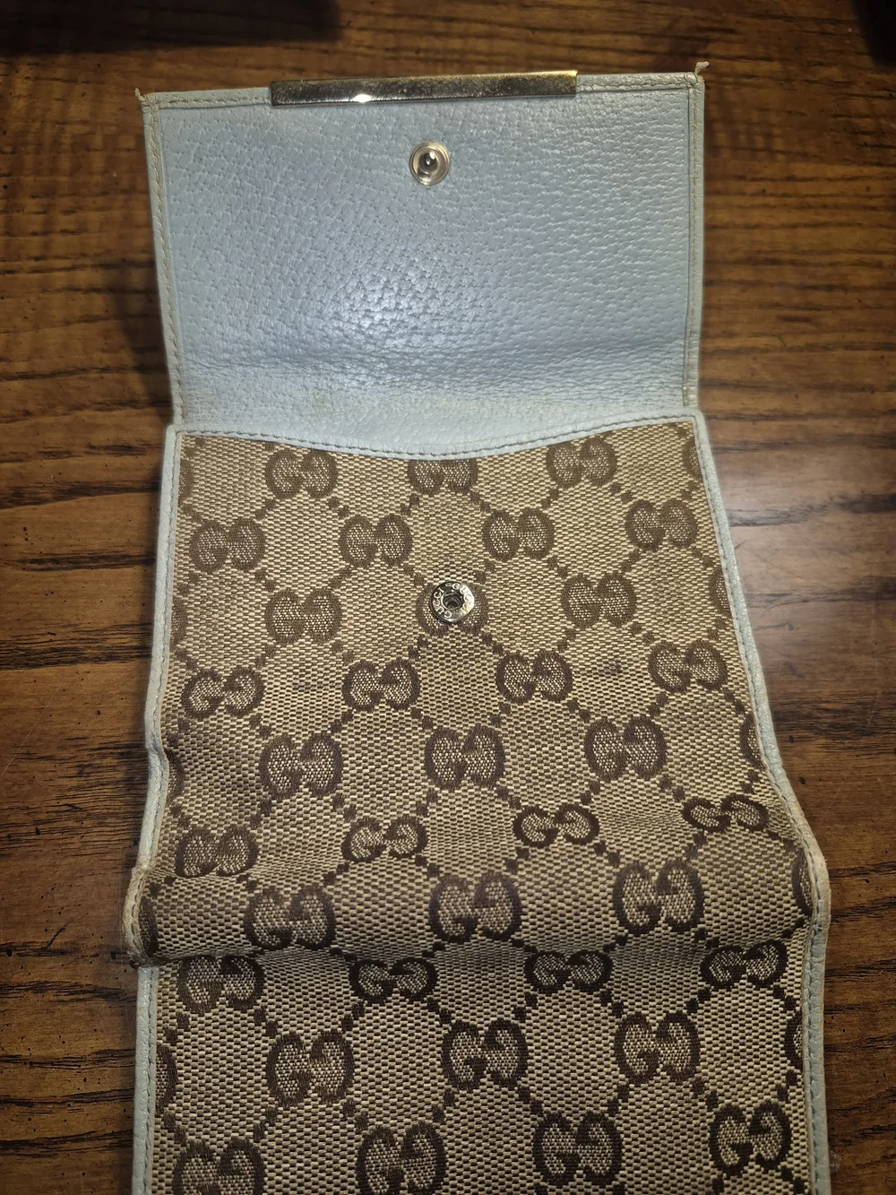 Gucci GG Brown Blue Canvas Bi Fold "Project" Wallet - Picture 8 of 13